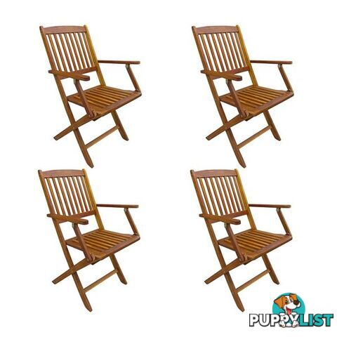 Folding Outdoor Chairs 4 Pcs Solid Acacia Wood - Unbranded - 787976576028