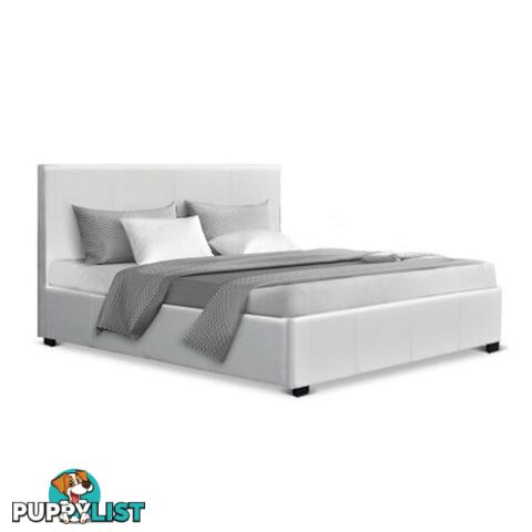 Queen Gas Lift PU Leather Bed Frame White - Artiss - 9350062120866