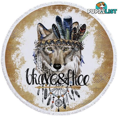 Brave and Free Wolf Beach Towel - Towel - 7427046316712