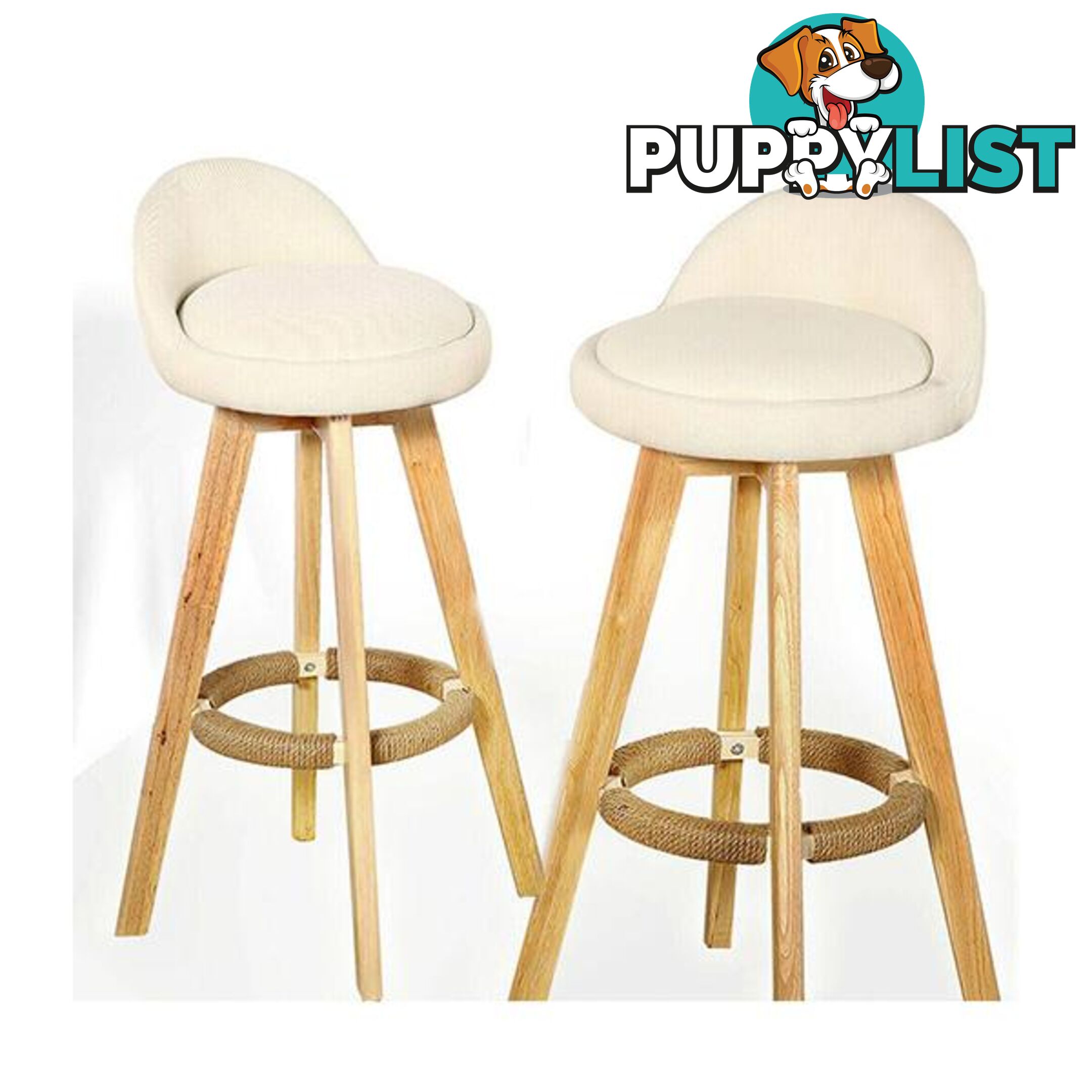 2X Leather Swivel Bar Stool Kitchen Stool Dining Chair Barstools Cream - Unbranded - 9476062126537