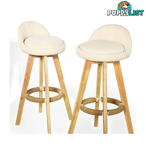 2X Leather Swivel Bar Stool Kitchen Stool Dining Chair Barstools Cream - Unbranded - 9476062126537