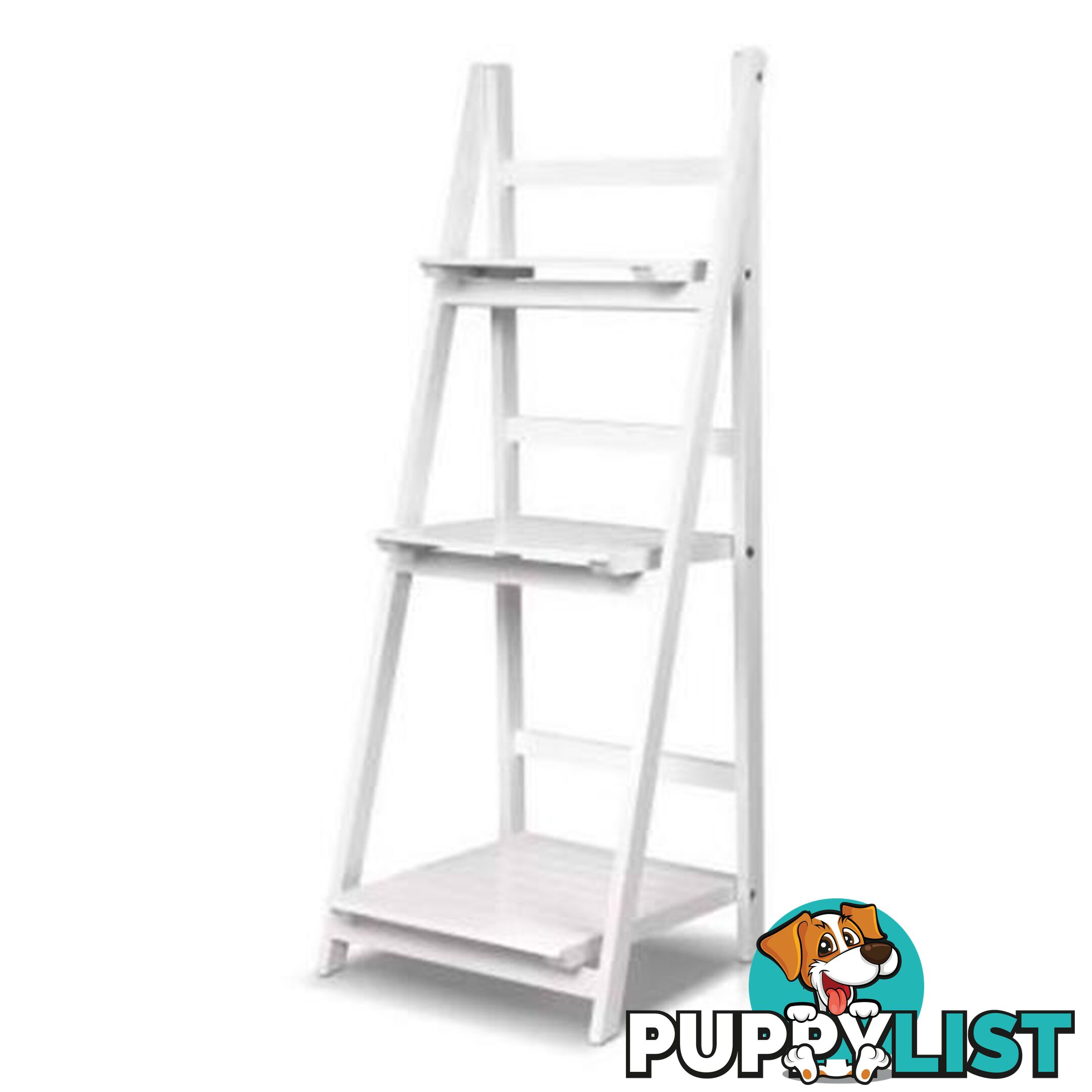 Display Shelf 3 Tier Wooden Ladder Storage Book Shelves Rack White - Artiss - 9350062184608