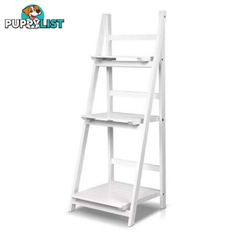 Display Shelf 3 Tier Wooden Ladder Storage Book Shelves Rack White - Artiss - 9350062184608