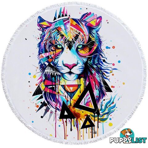 Colorful Art Lion Beach Towel - Towel - 7427046328920