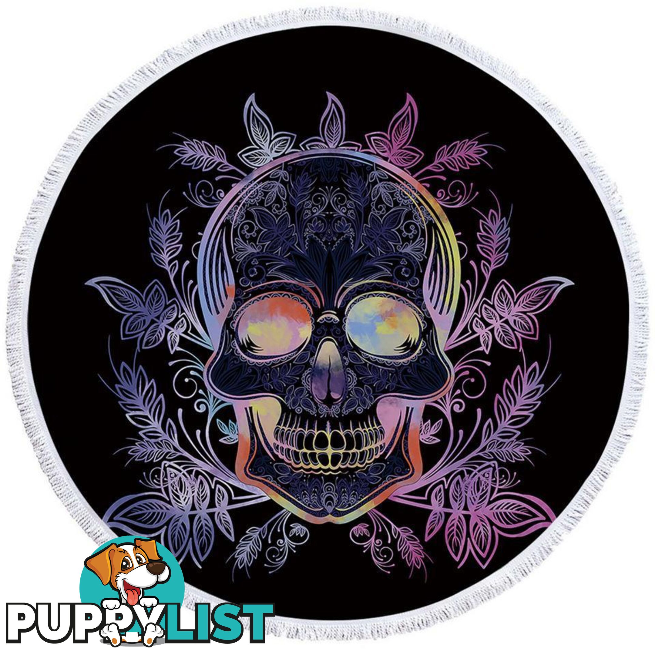 Dark Skull and Leaves Beach Towel - Towel - 7427046319768