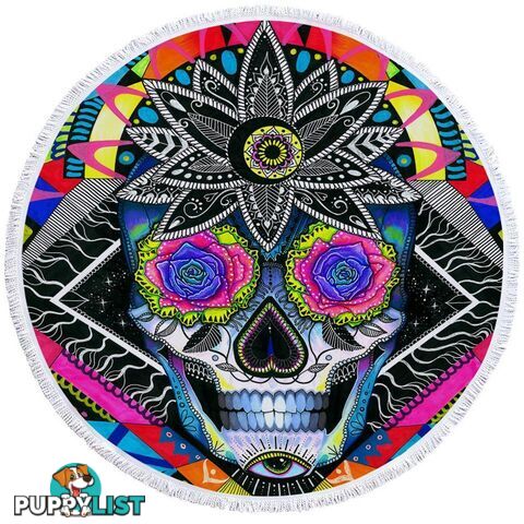 Psychedelic Roses Eyes Skull Beach Towel - Towel - 7427046314817