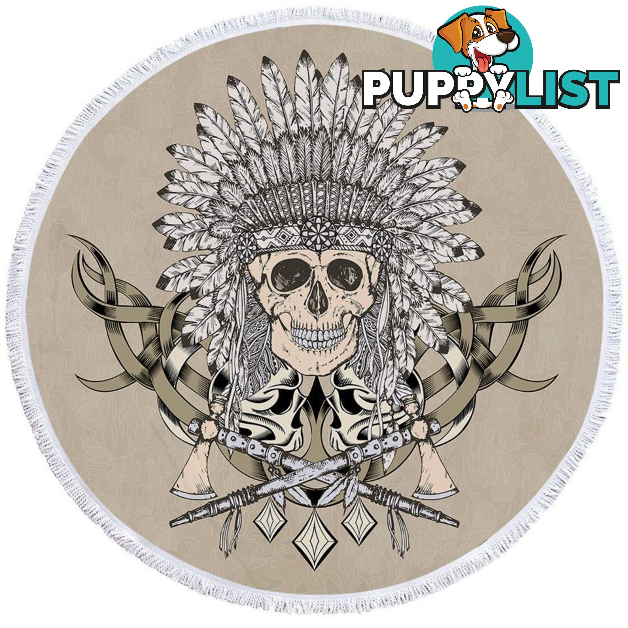 Native American Chief Skull Beach Towel - Towel - 7427046313117