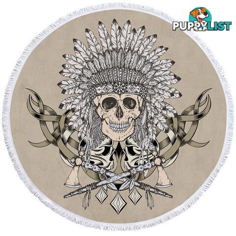 Native American Chief Skull Beach Towel - Towel - 7427046313117