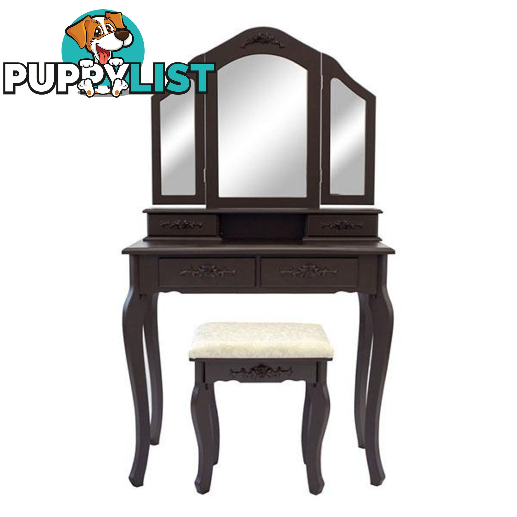 Dressing Table 4 Drawers 3 Mirrors - La Bella - 9352338009417