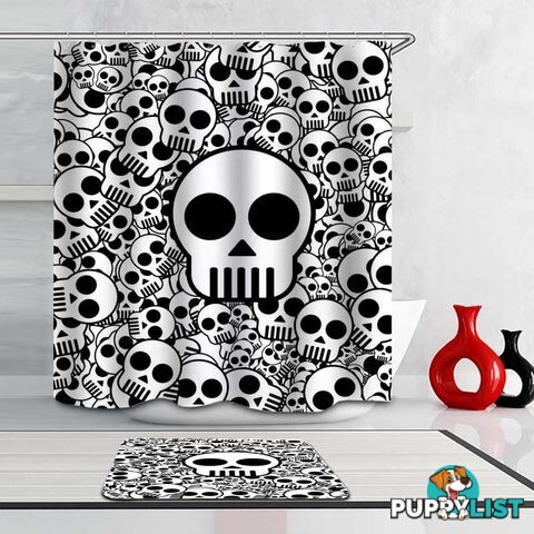 Black And White Simple Skulls Shower Curtain - Curtain - 7427046056984