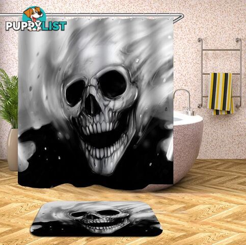 Black N White Skull Ghost Shower Curtain - Curtain - 7427045936645