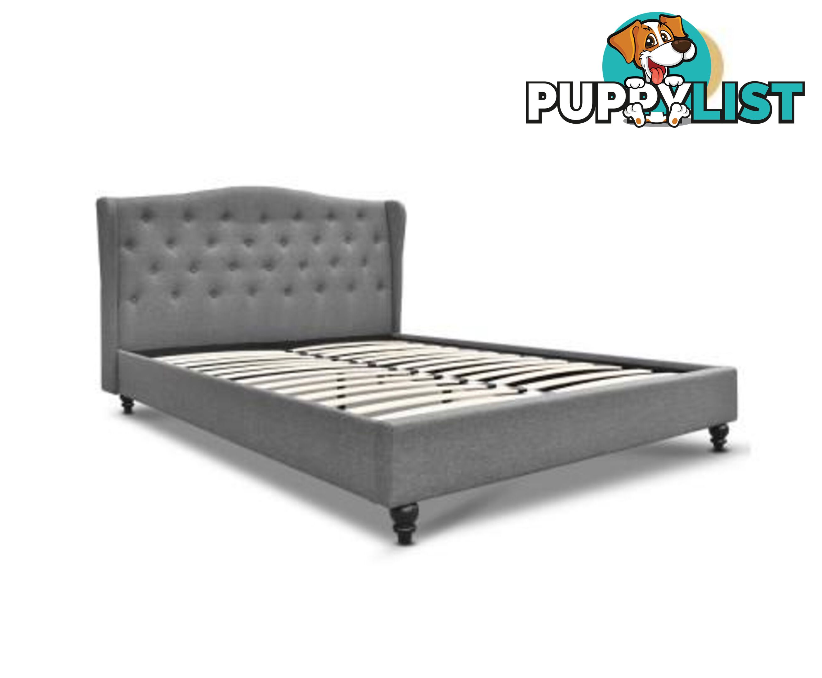 Fabric Bed Frame with Headboard Grey - Artiss - 4344744398891