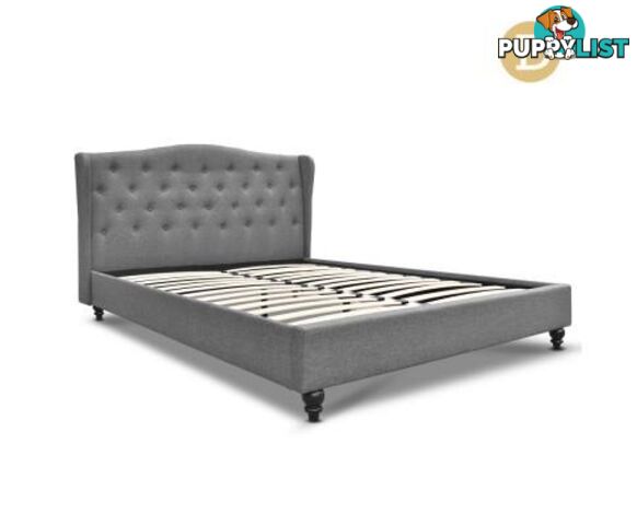 Fabric Bed Frame with Headboard Grey - Artiss - 4344744398891