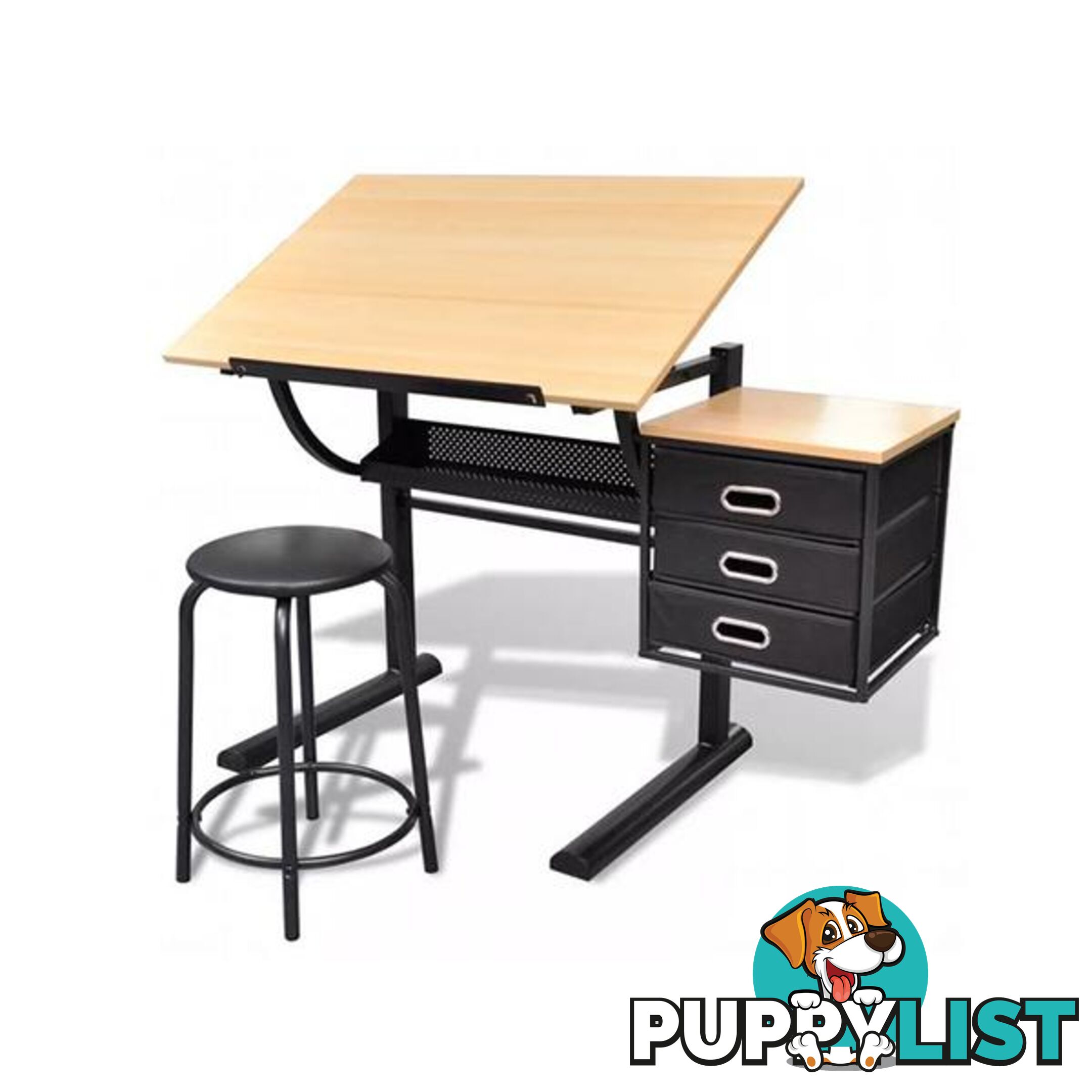 Three Drawers Drawing Table With Stool - Unbranded - 8718475882596