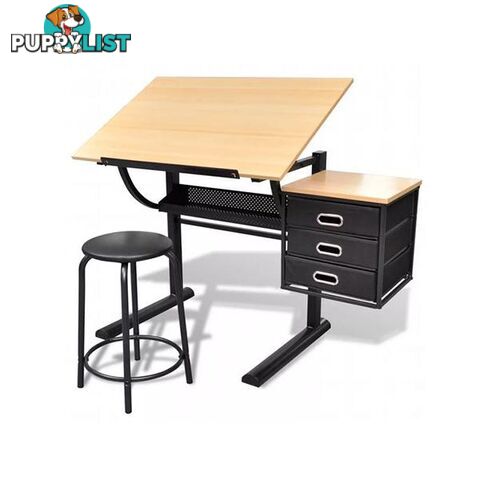 Three Drawers Drawing Table With Stool - Unbranded - 8718475882596