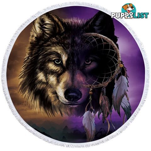 Dream Catcher Wolf Beach Towel - Towel - 7427046312141