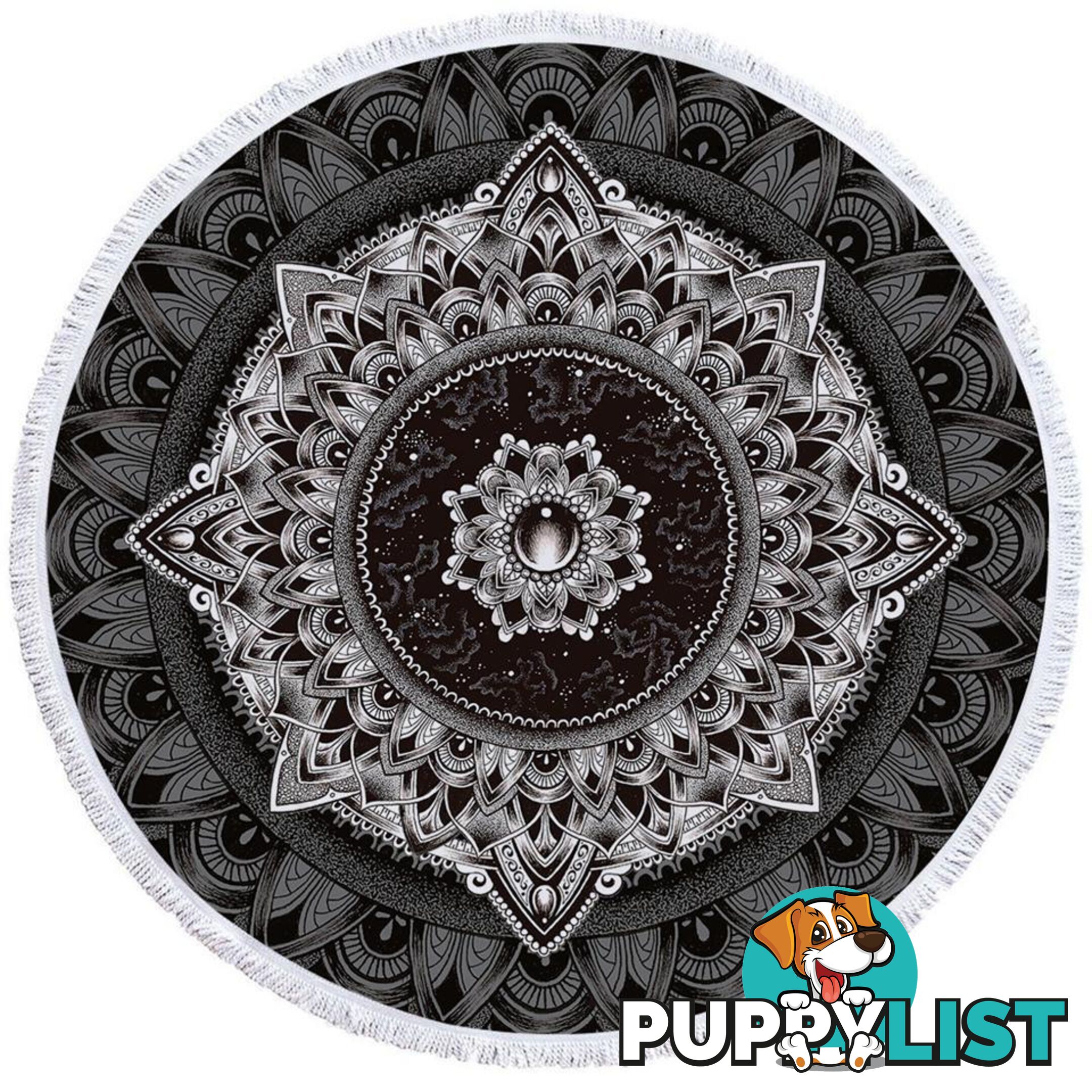 Black and White Mandala Beach Towel - Towel - 7427046324823