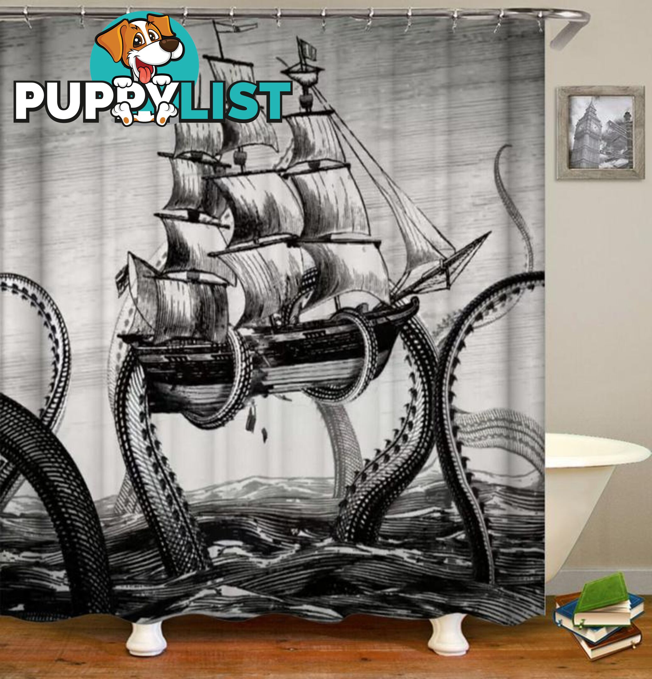 Kraken Is Cracking The Ship Shower Curtain - Curtain - 7427046006927