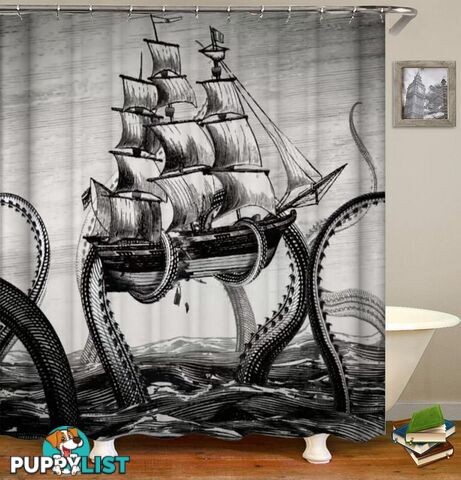 Kraken Is Cracking The Ship Shower Curtain - Curtain - 7427046006927