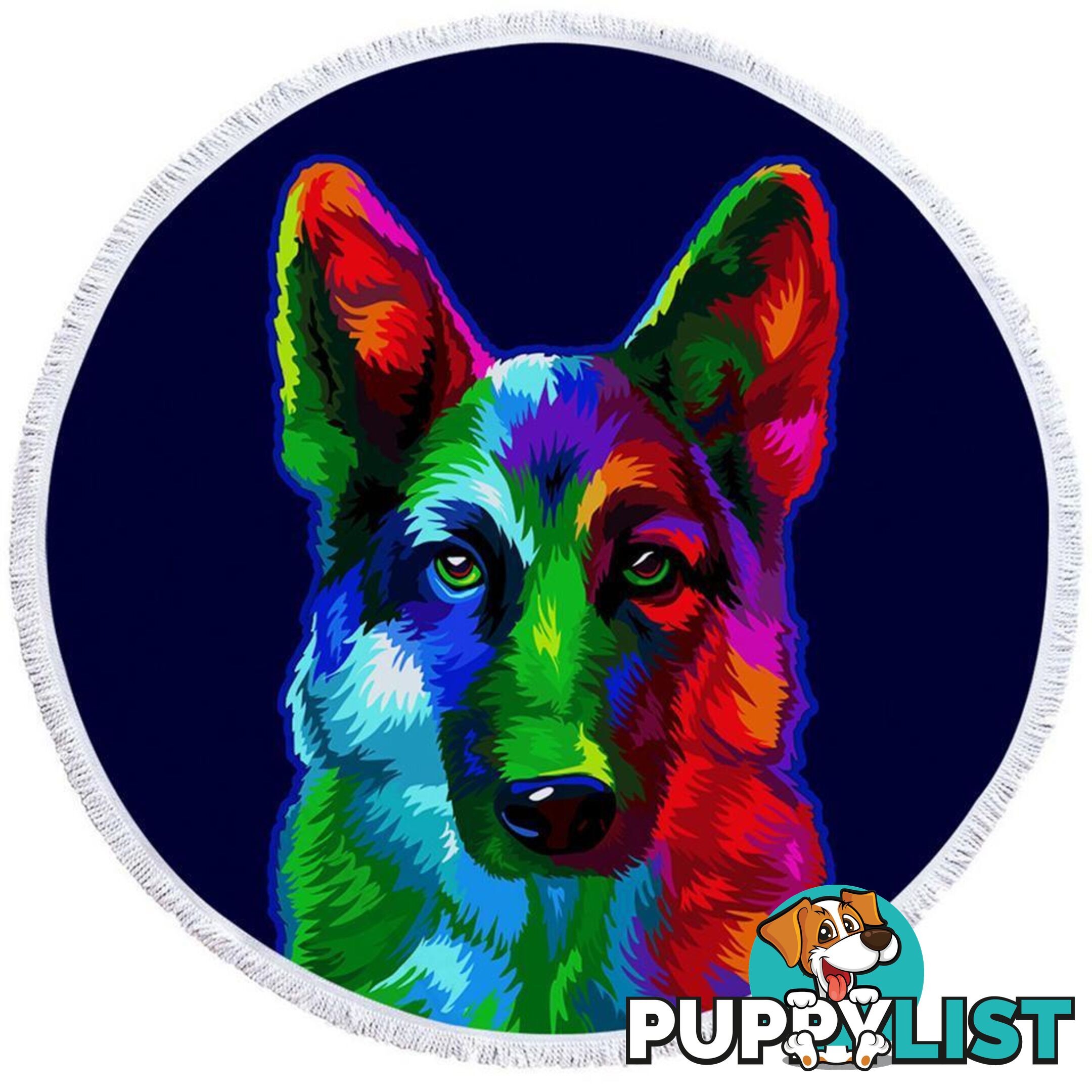 Colorful German shepherd Beach Towel - Towel - 7427046309295