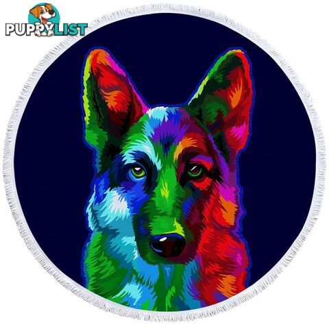 Colorful German shepherd Beach Towel - Towel - 7427046309295