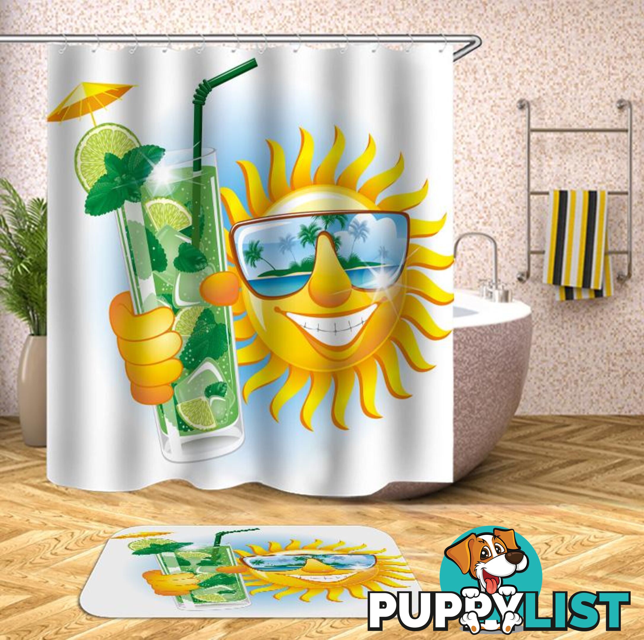 Drinking Mojito Sun Shower Curtain - Curtains - 7427045949126