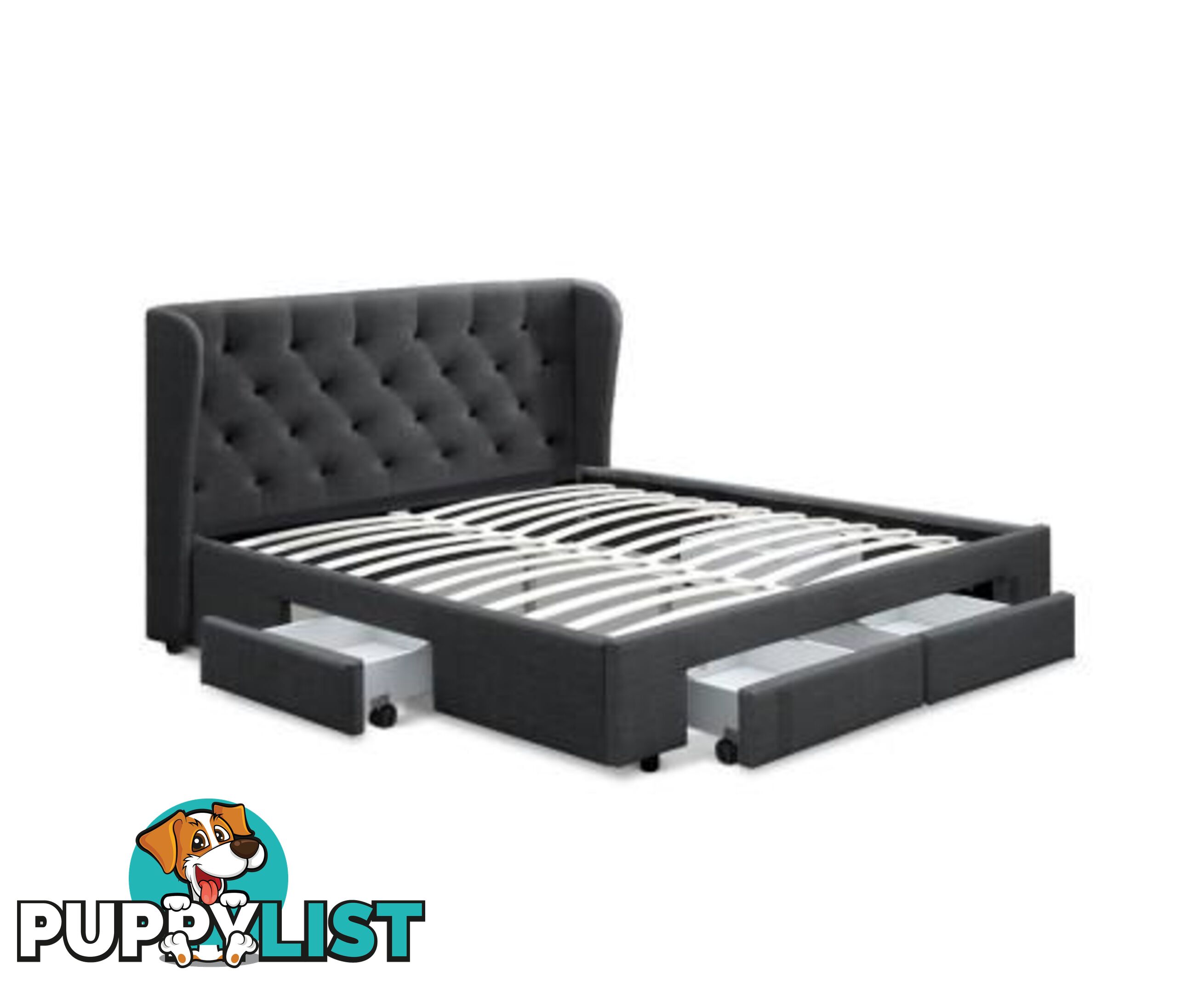 Queen Size Bed Frame Base Mattress With Storage Drawer Fabric Mila - Artiss - 9350062263105