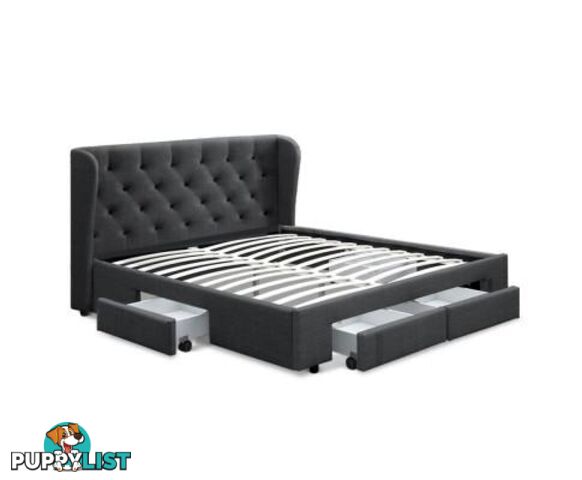 Queen Size Bed Frame Base Mattress With Storage Drawer Fabric Mila - Artiss - 9350062263105