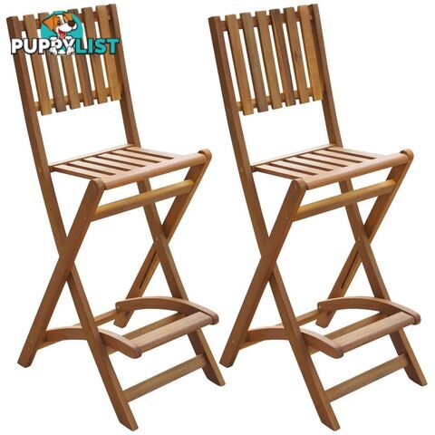 Acacia Wood Outdoor Folding Bar Chairs (Set of 2) - Unbranded - 4326500418302