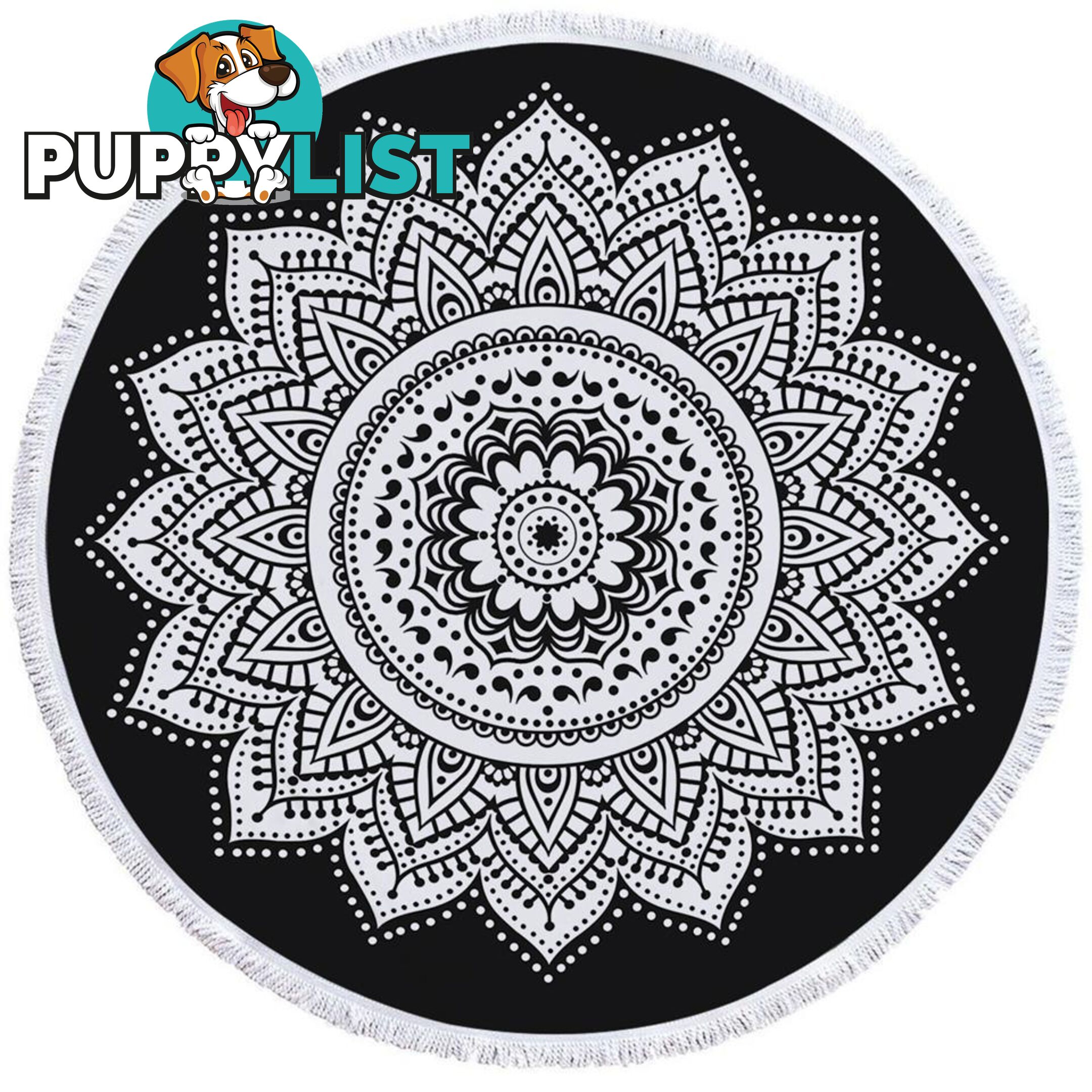 Simple Black and White Mandala Beach Towel - Towel - 7427046328814