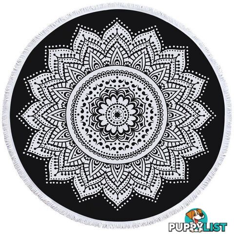 Simple Black and White Mandala Beach Towel - Towel - 7427046328814