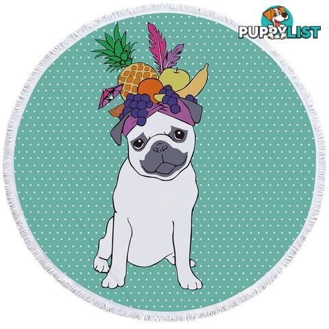 Funny Fruit Pug Beach Towel - Towel - 7427046326797