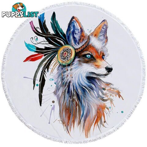 Art Painting Native American Fox Beach Towel - Towel - 7427046331661