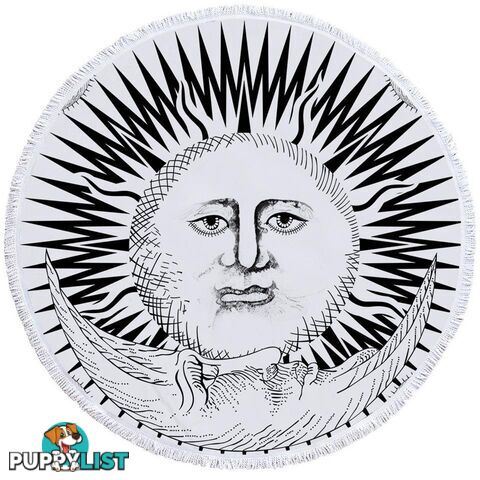 Black and White Sun and Moon Beach Towel - Towel - 7427046325974