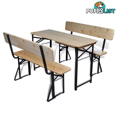 Beer Table With 2 Benches 118 Cm Fir Wood Foldable - Unbranded - 9476062037093