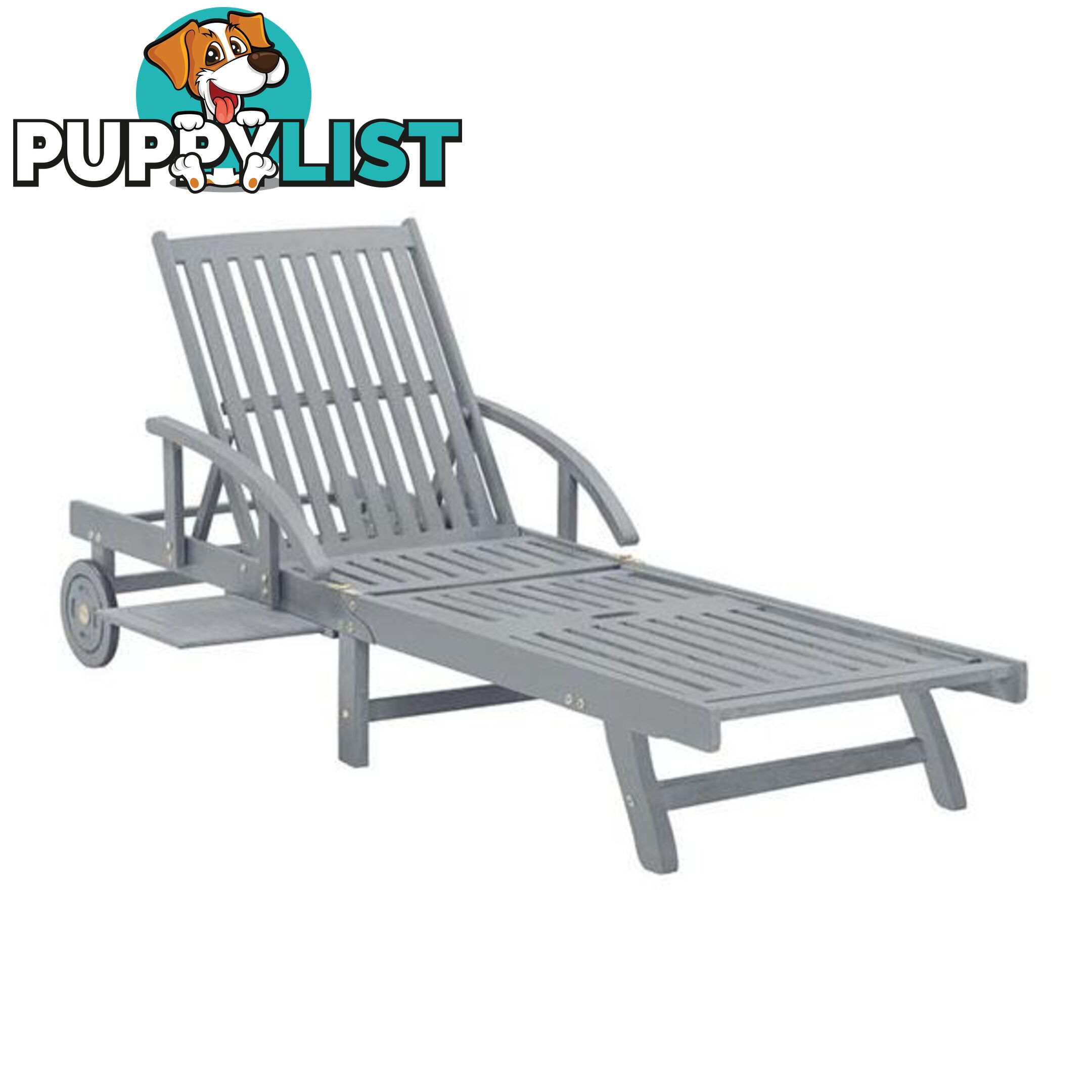 Garden Sun Lounger Grey Solid Acacia Wood - Unbranded - 8719883723075