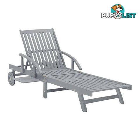 Garden Sun Lounger Grey Solid Acacia Wood - Unbranded - 8719883723075