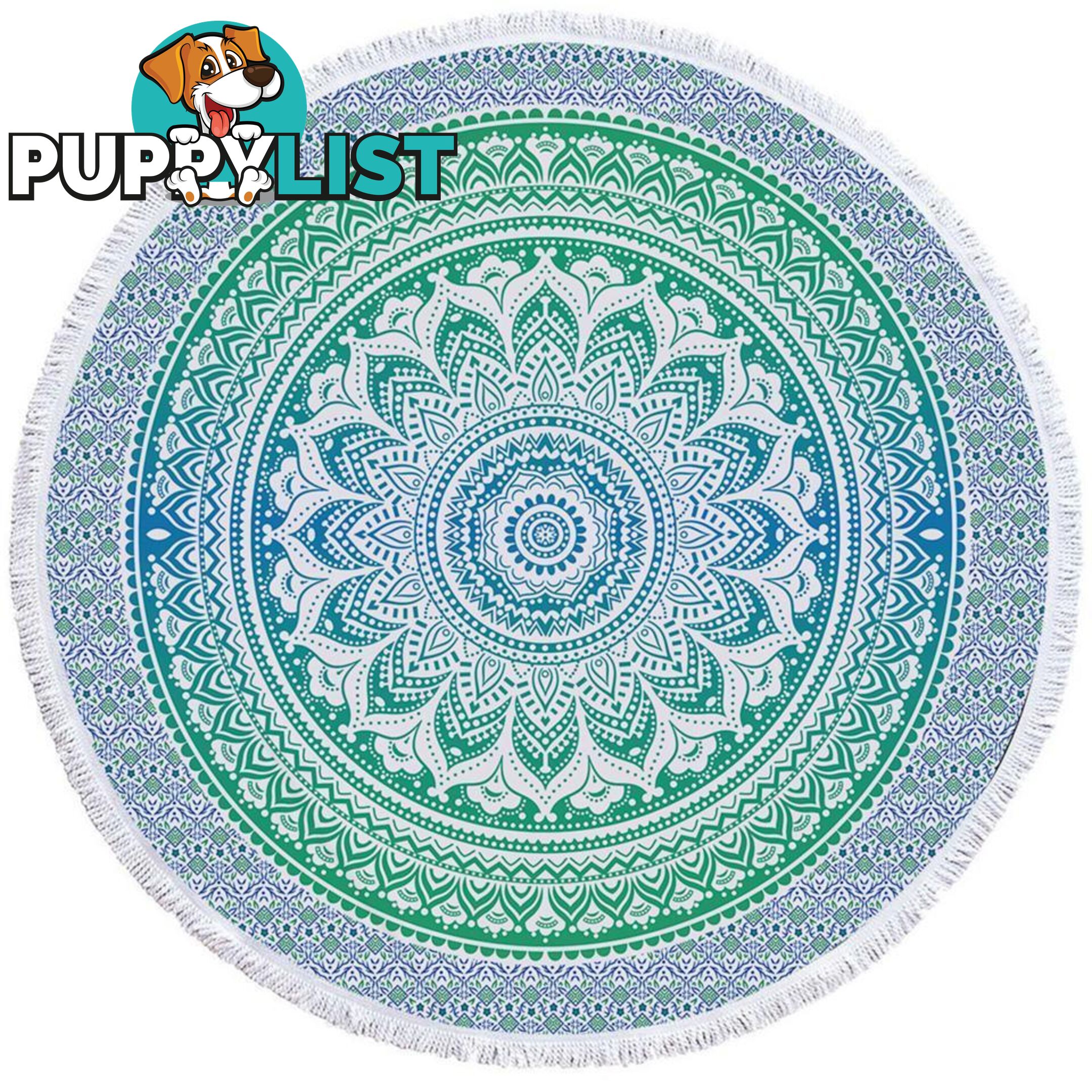 Turquoise Teal Blue Mandala Beach Towel - Towel - 7427046318648