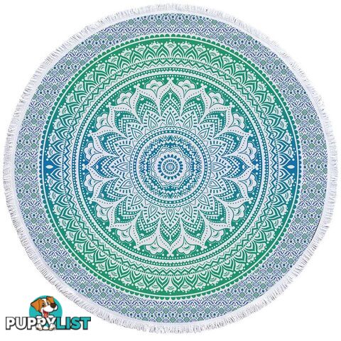 Turquoise Teal Blue Mandala Beach Towel - Towel - 7427046318648