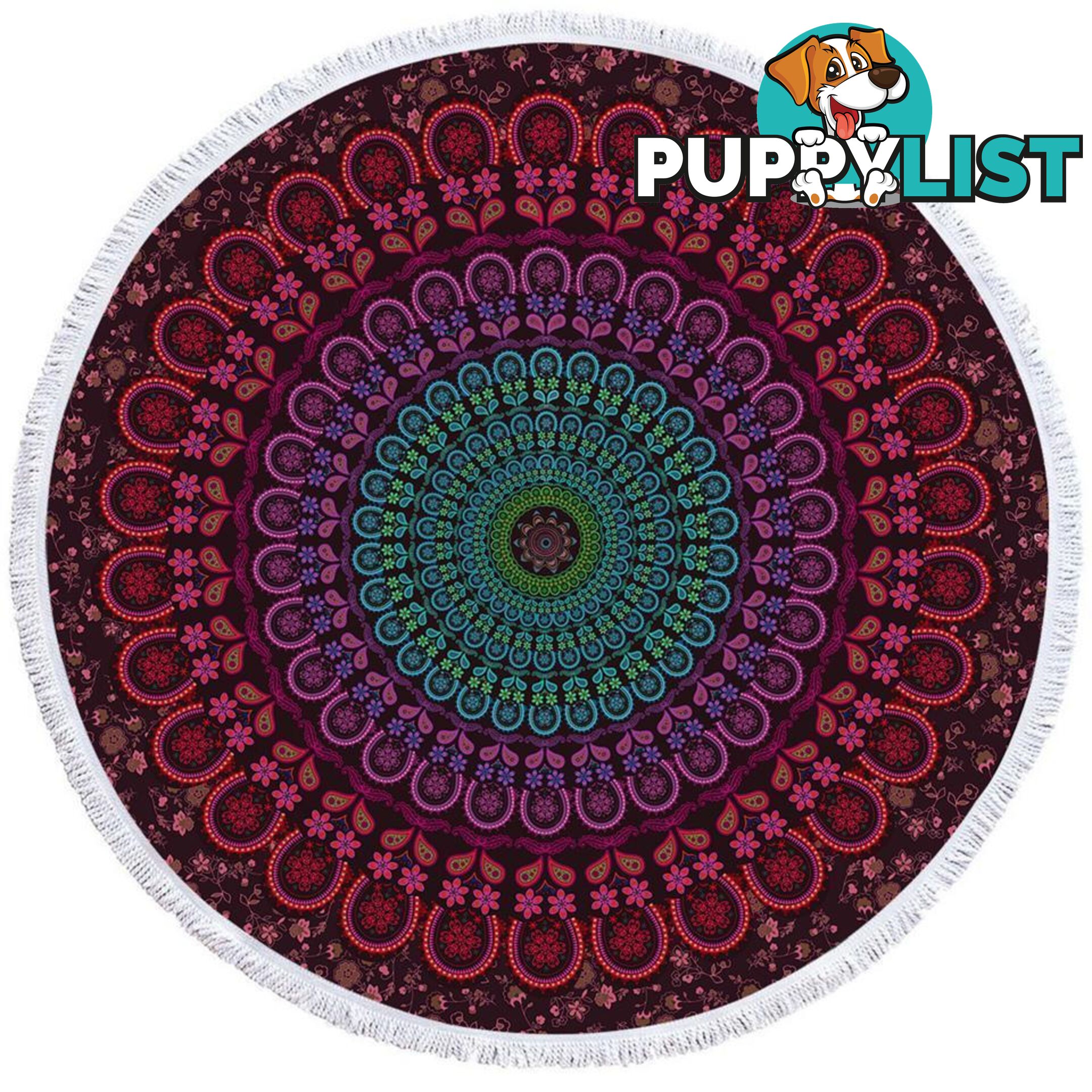 Turquoise Purplish Mandala Beach Towel - Towel - 7427046326049