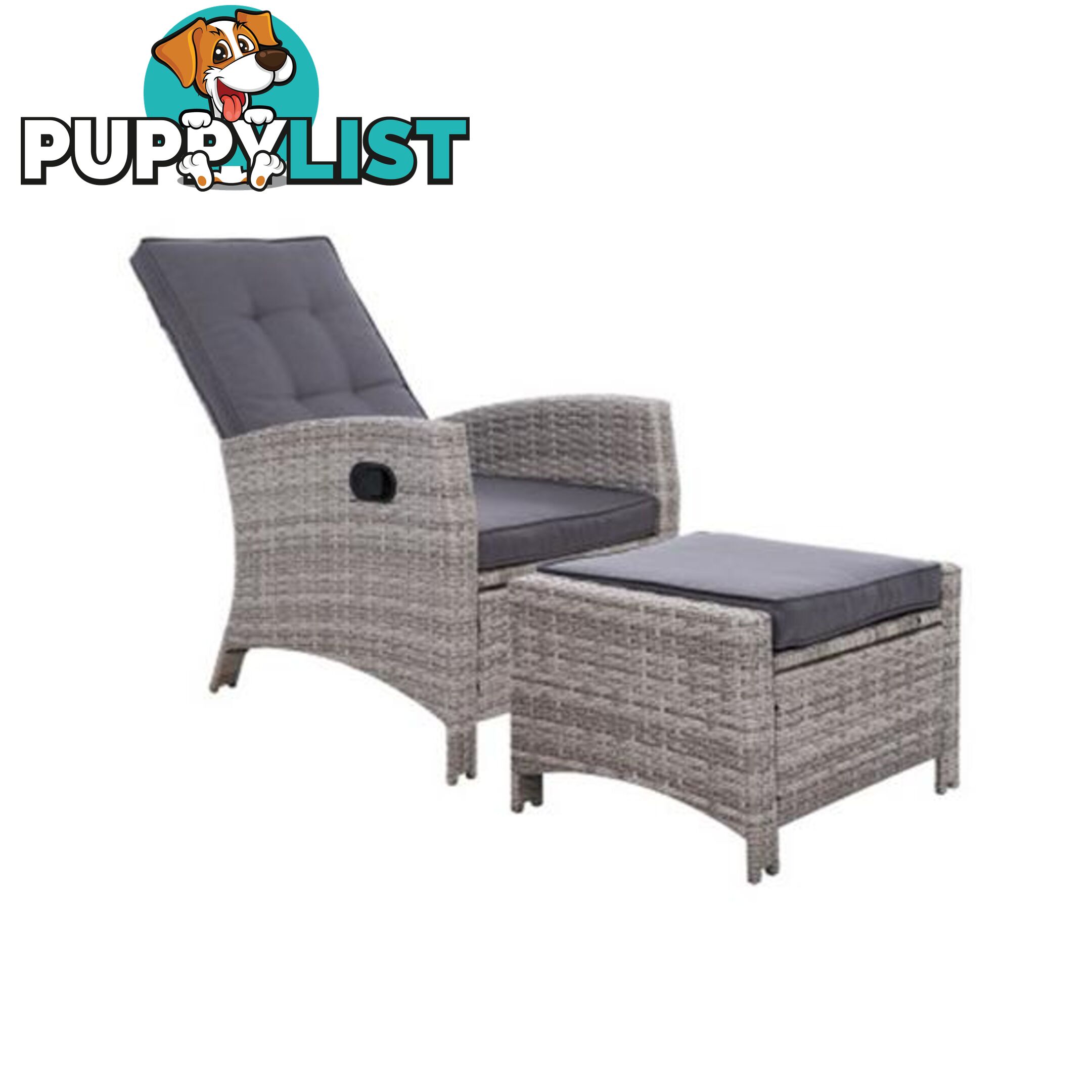 Recliner Chair Sun Lounge Wicker Outdoor Furniture Garden Ottoman - Gardeon - 9350062250730