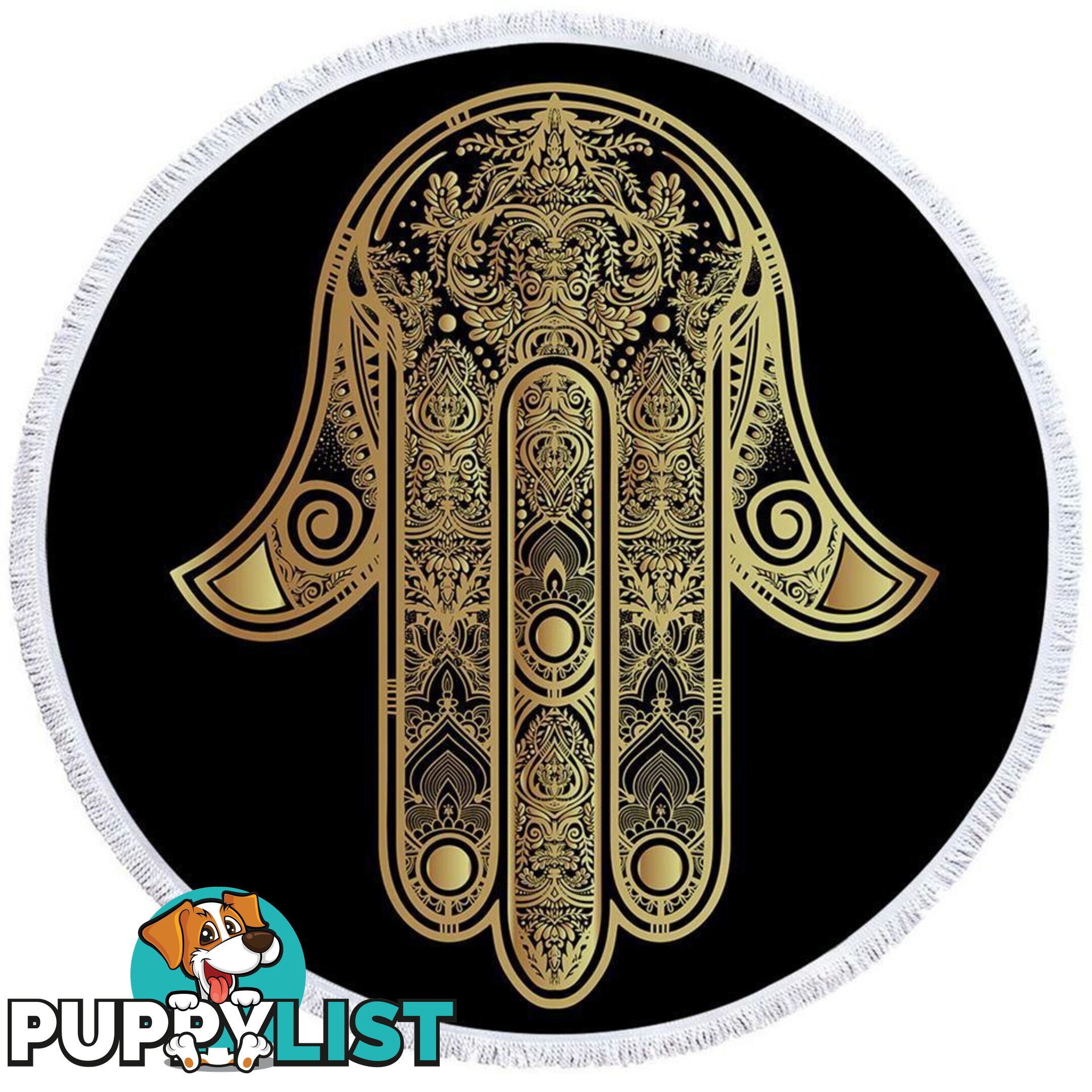 Gold Hamsa Hand Beach Towel - Towel - 7427046327299