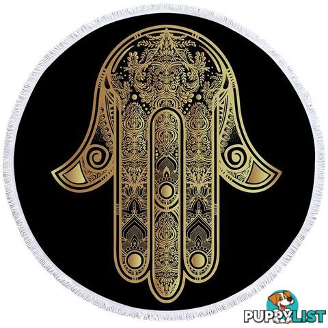 Gold Hamsa Hand Beach Towel - Towel - 7427046327299