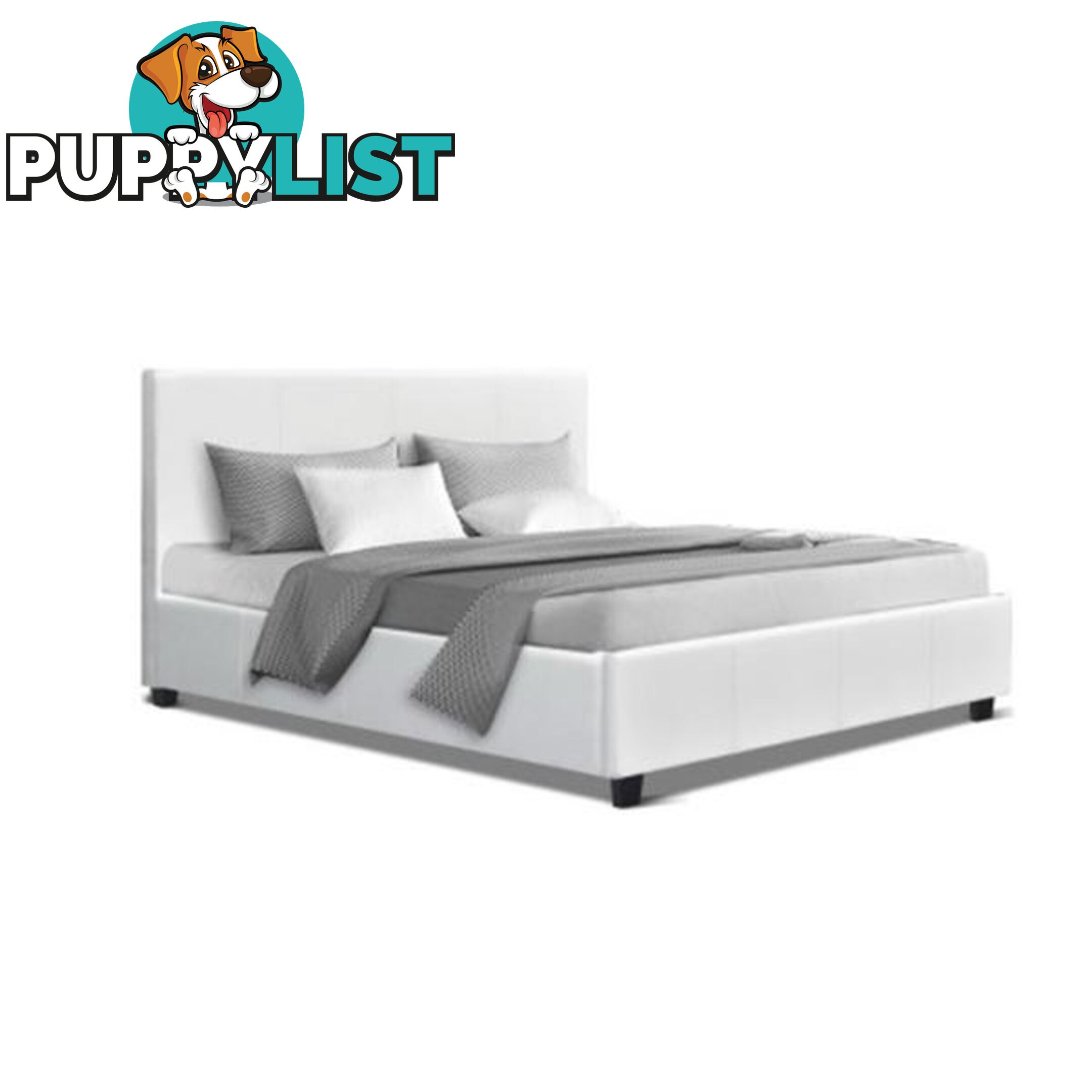 Bed Frame Base Mattress Platform White Leather Wooden Neo - Artiss - 9355720018394