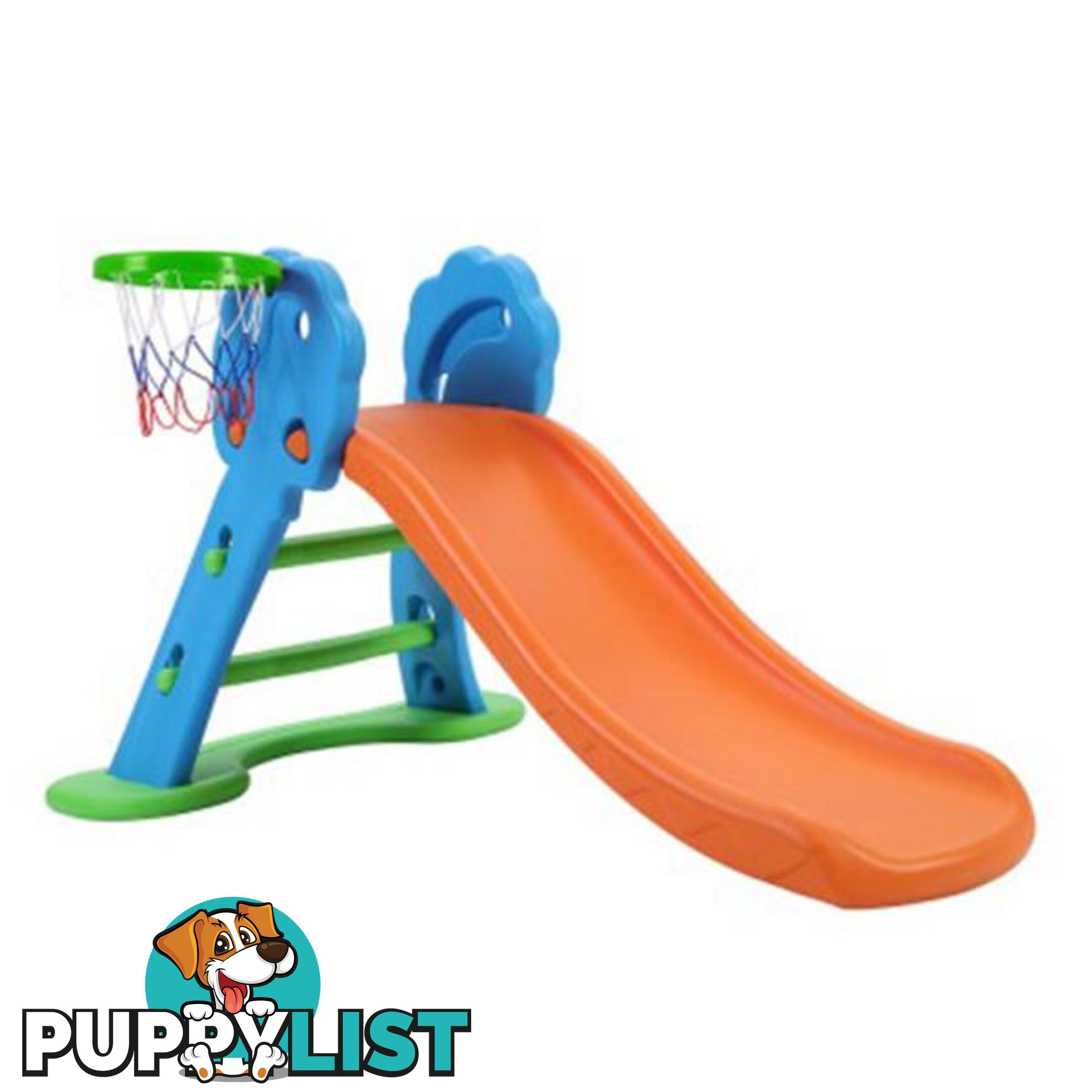 Kids Slide With Basketball Hoop With Ladder Base Toddler Play - Keezi - 9350062236802