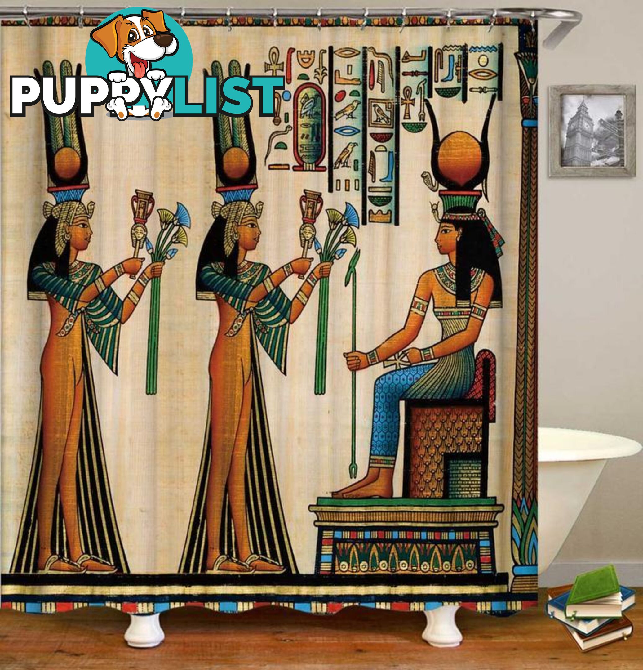 Egyptian Princess Colorful Painting Shower Curtain - Curtain - 7427046047579