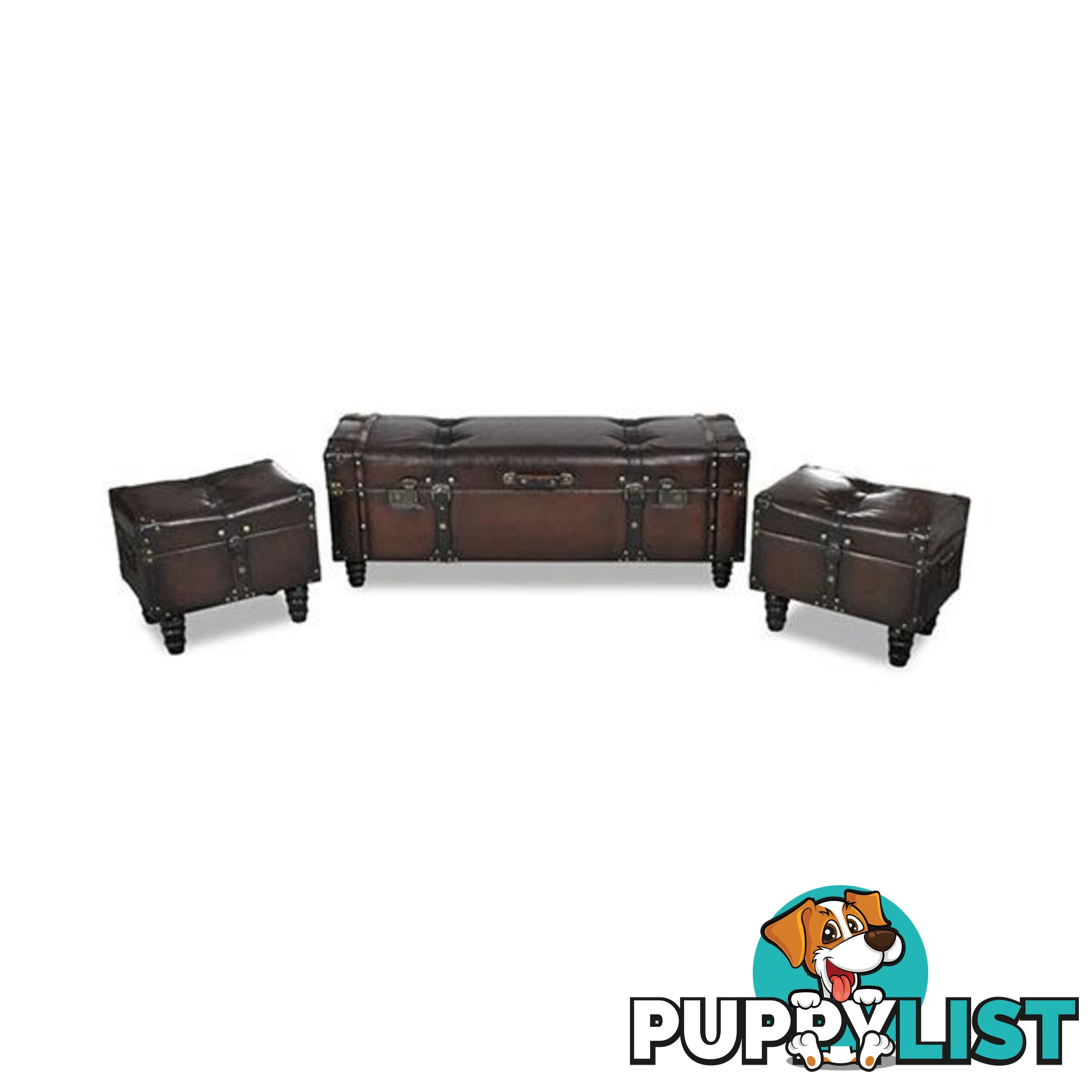 Storage Bench Set Brown 3 Pieces - Bench - 8718475855248