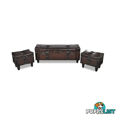 Storage Bench Set Brown 3 Pieces - Bench - 8718475855248