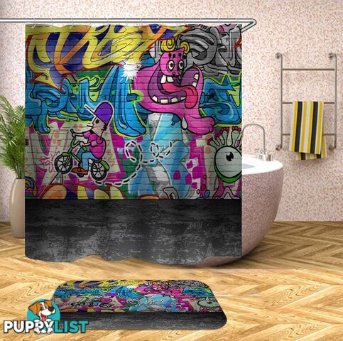 Colorful Graffiti Wall Art Shower Curtain - Curtain - 7427046087223