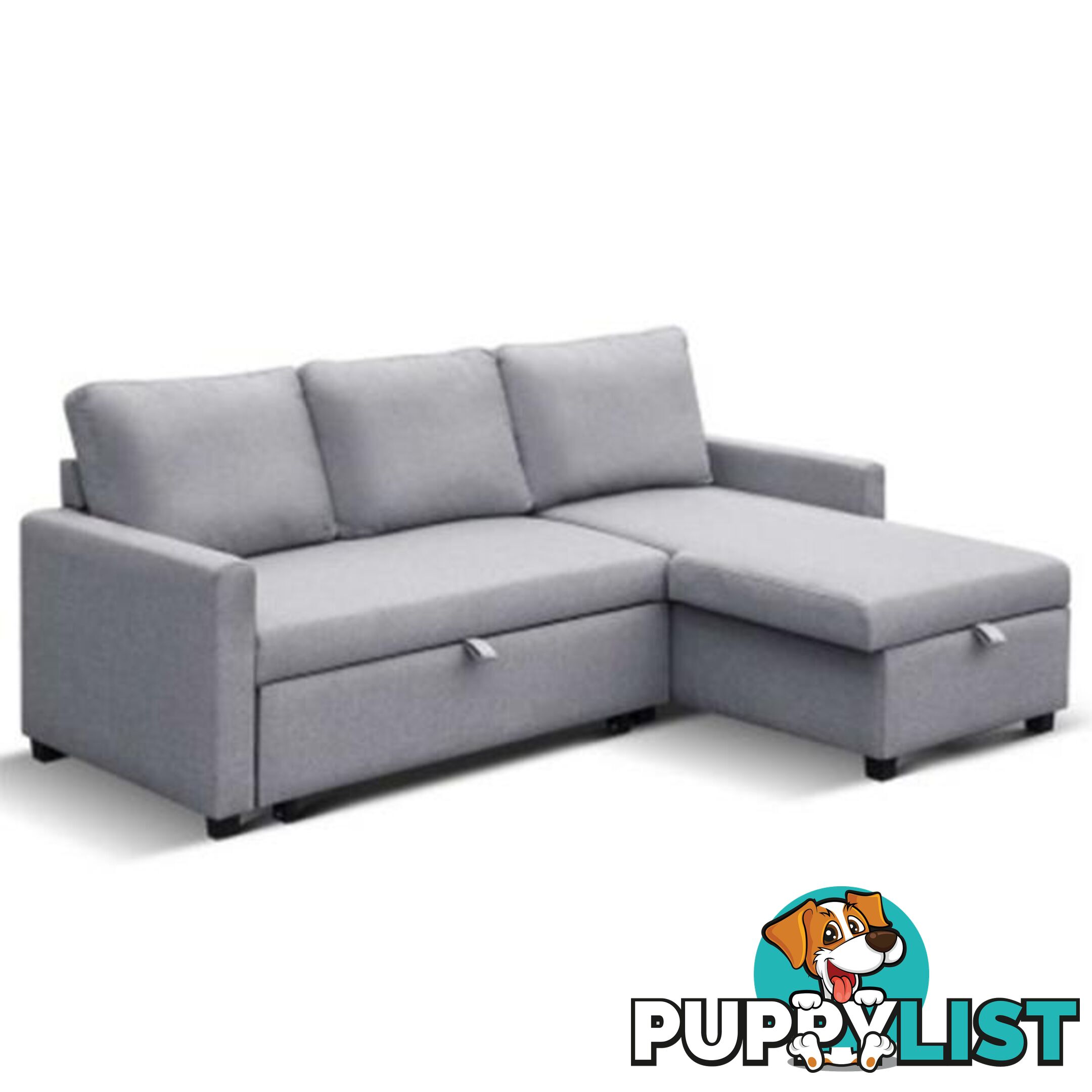 3 Seater Fabric Sofa Bed With Storage - Grey - Artiss - 9350062171042